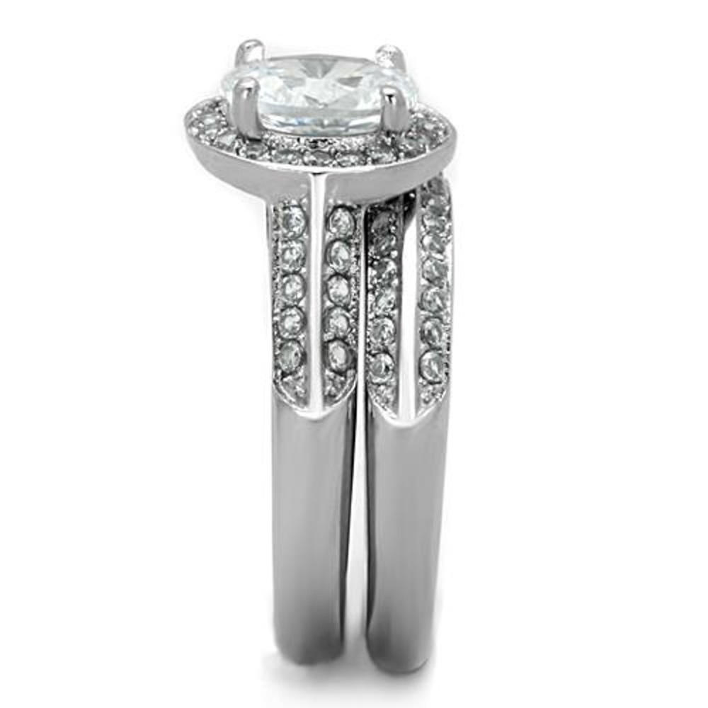2.65 Ct Zirconia  Stainless Steel Wedding Ring Set - Picture 4 of 5